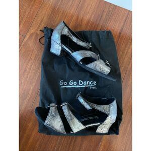Go Go Dance silver metallic ballroom dance shoes size 8